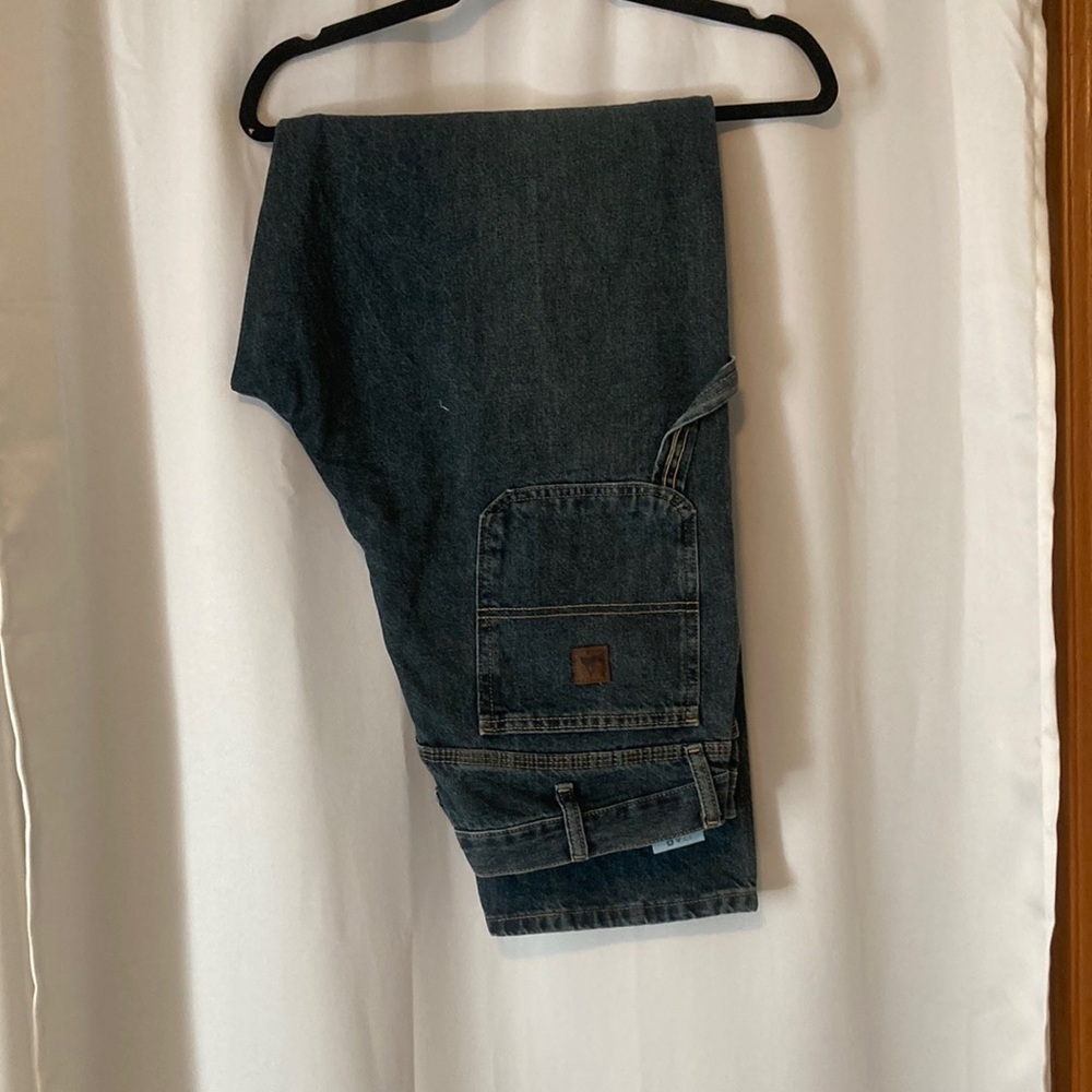 Relaxed Fit Men's Dark Blue Denim Work Jeans